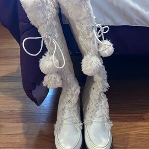 Winter, White Tall Boots